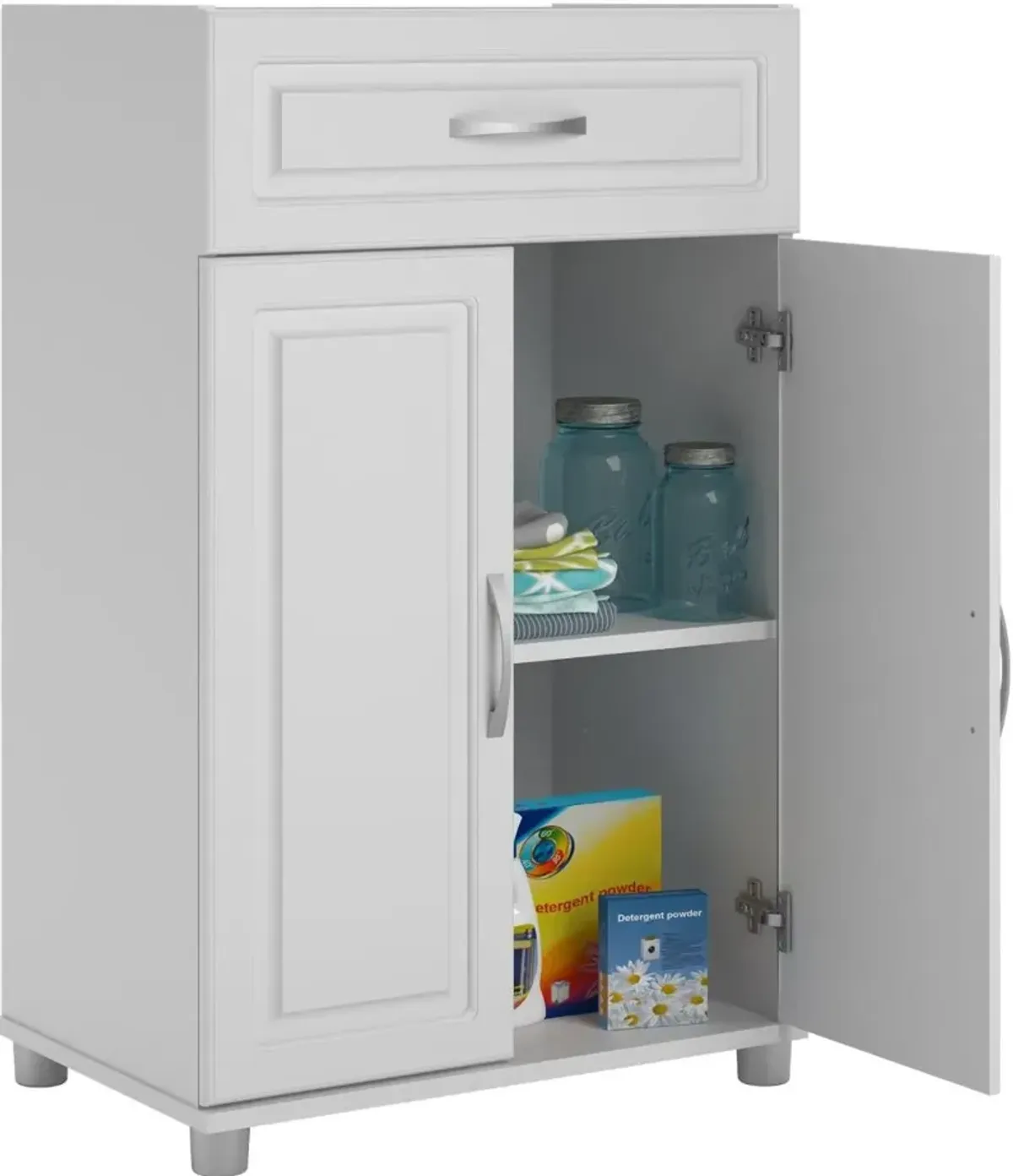 Kendall White 24" 1 Drawer and 2 Door Base Storage Cabinet