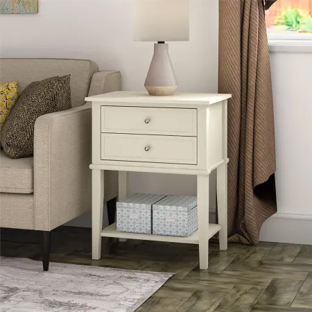 Franklin White Accent Table with 2 Drawers