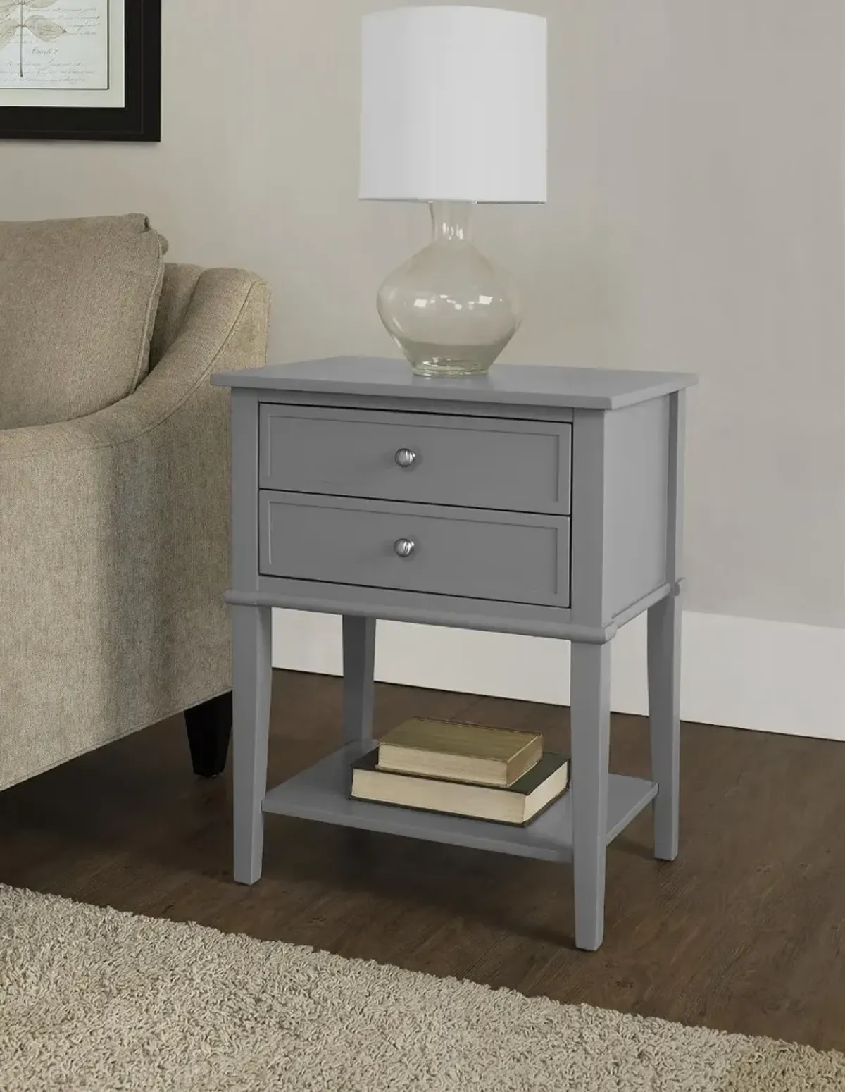 Franklin Gray Accent Table with 2 Drawers