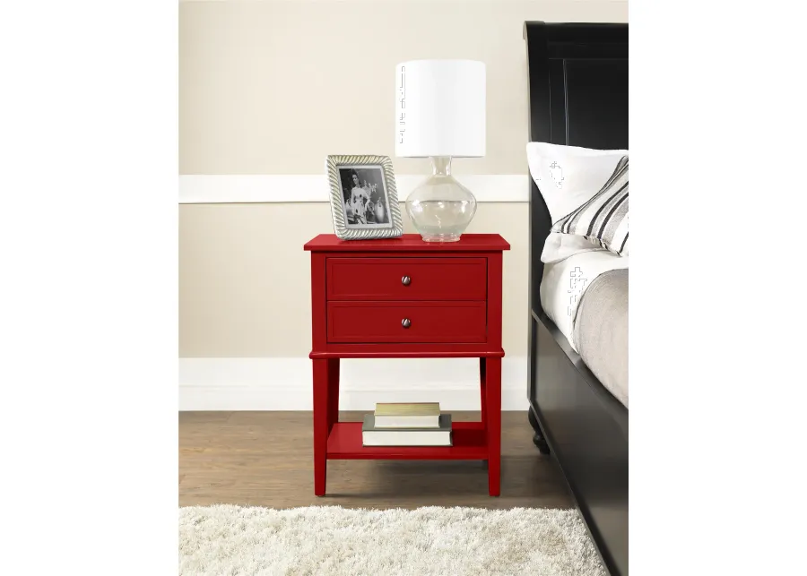 Franklin Red Accent Table with 2 Drawers
