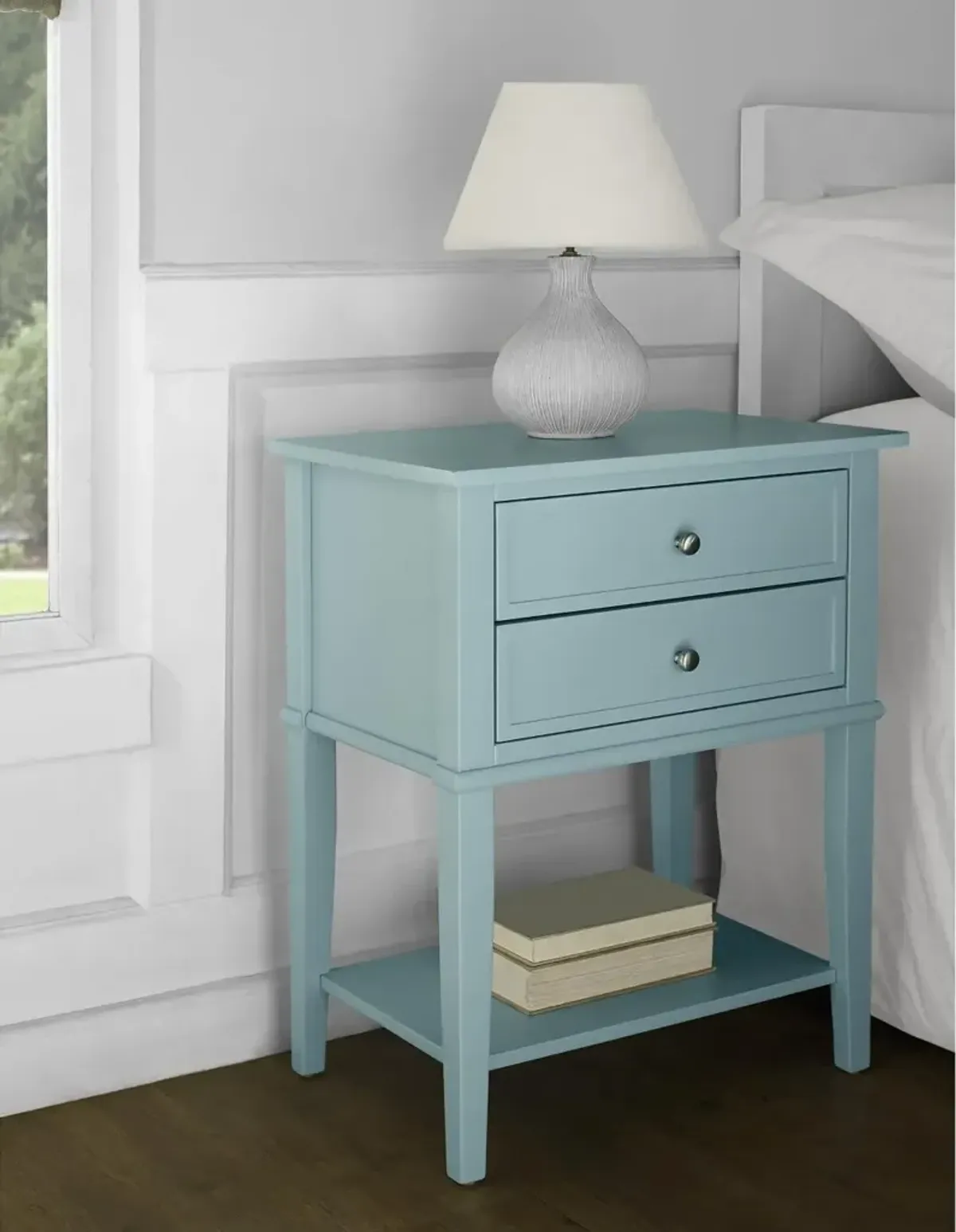 Franklin Light Blue Accent Table with 2 Drawers