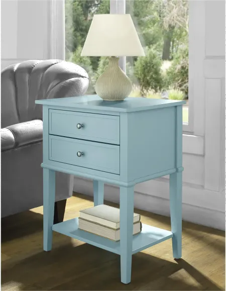 Franklin Light Blue Accent Table with 2 Drawers