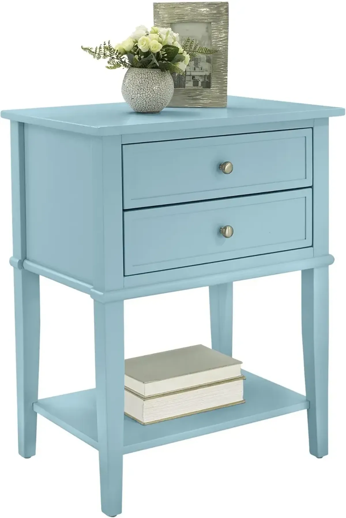 Franklin Light Blue Accent Table with 2 Drawers