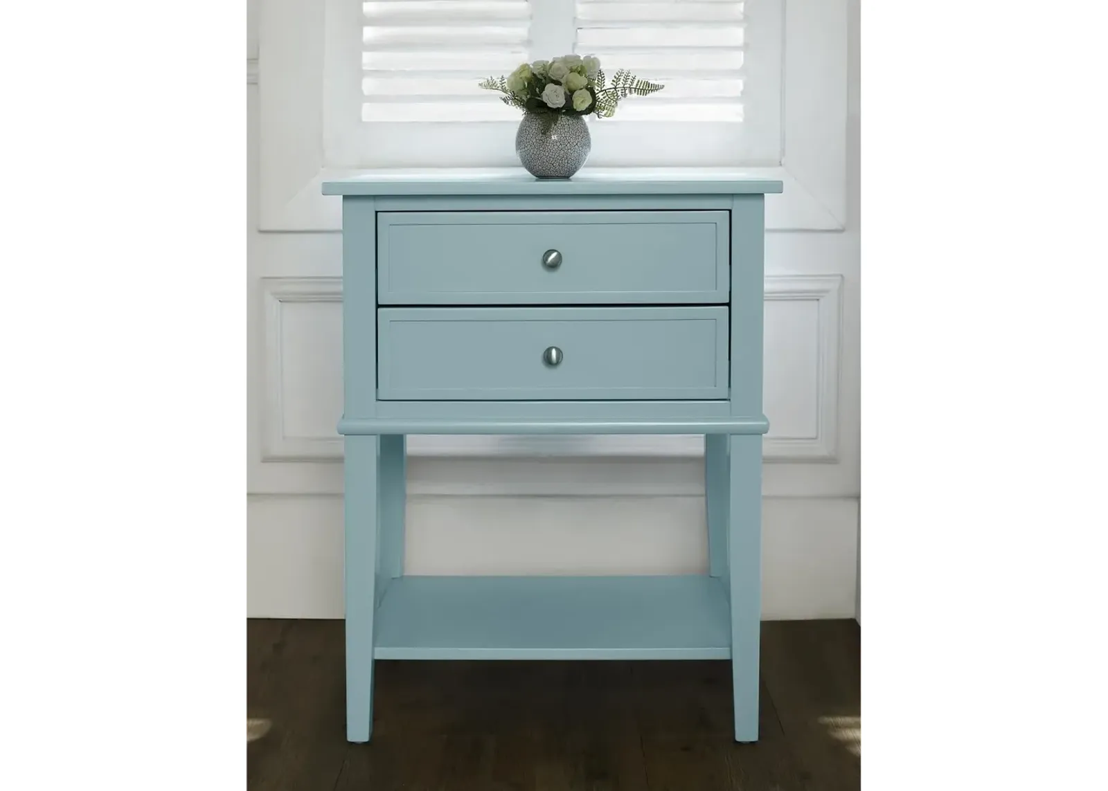 Franklin Light Blue Accent Table with 2 Drawers