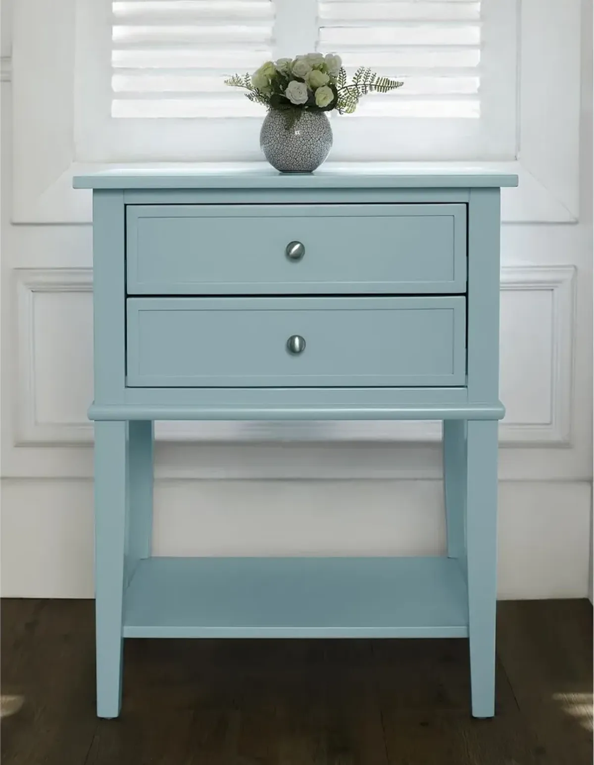 Franklin Light Blue Accent Table with 2 Drawers