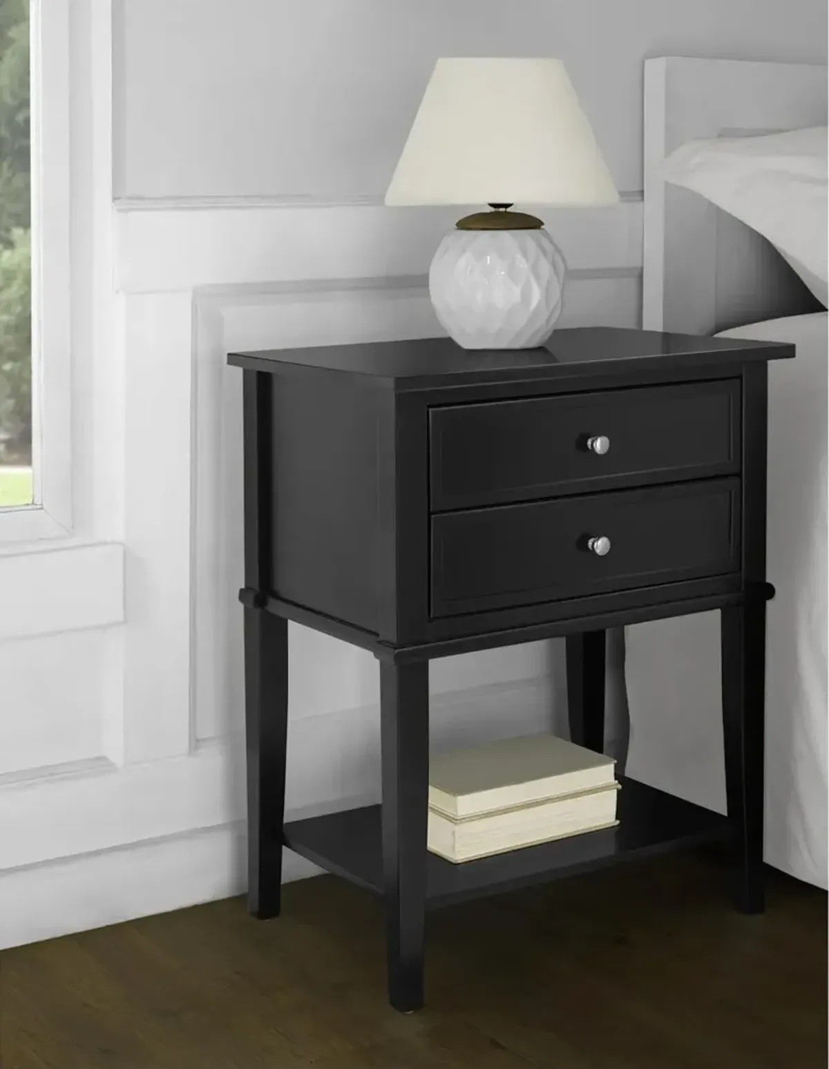 Franklin Black Accent Table with 2 Drawers