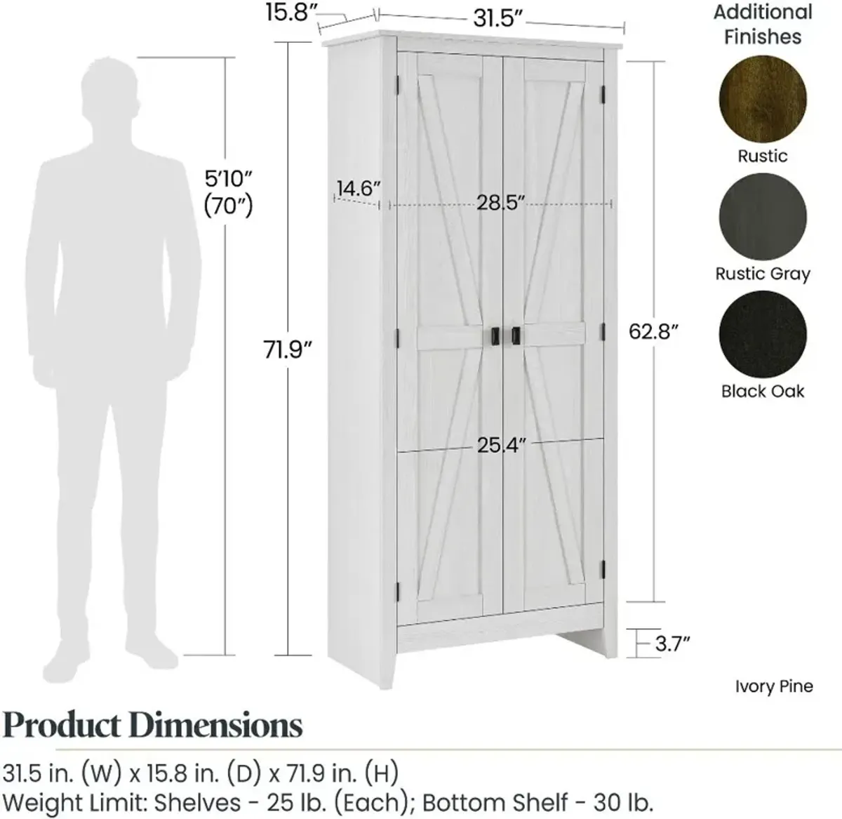 Farmington White 31.5" Wide Storage Cabinet