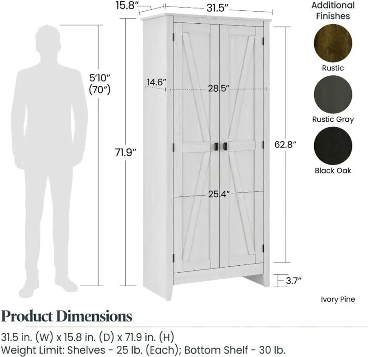 Farmington Black 31.5" Wide Storage Cabinet