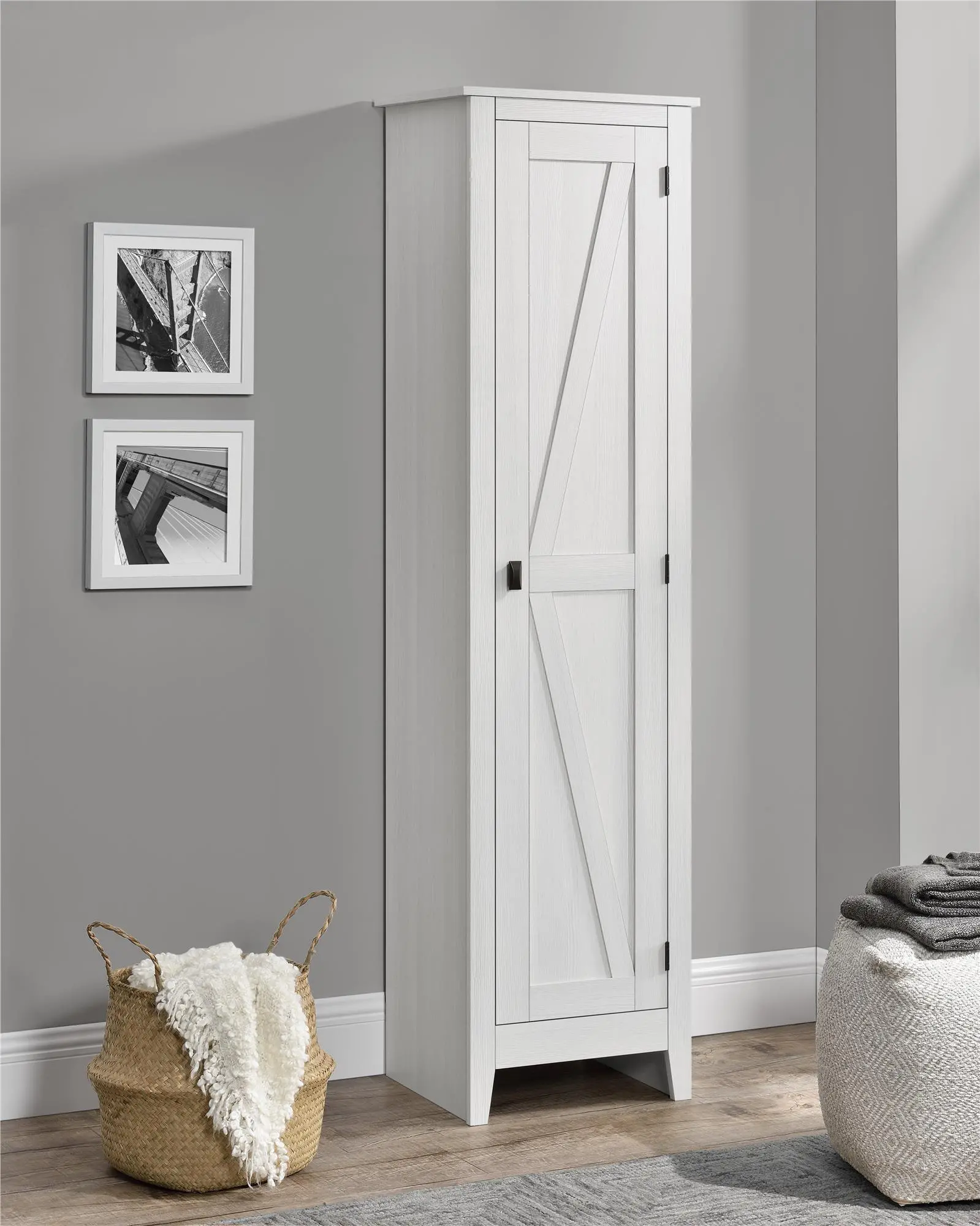 Farmington White 18" Wide Storage Cabinet