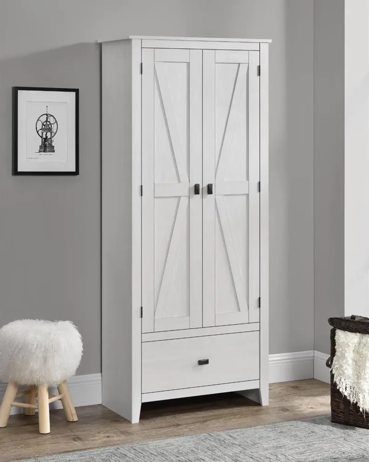 Farmington White 30" Wide Storage Cabinet