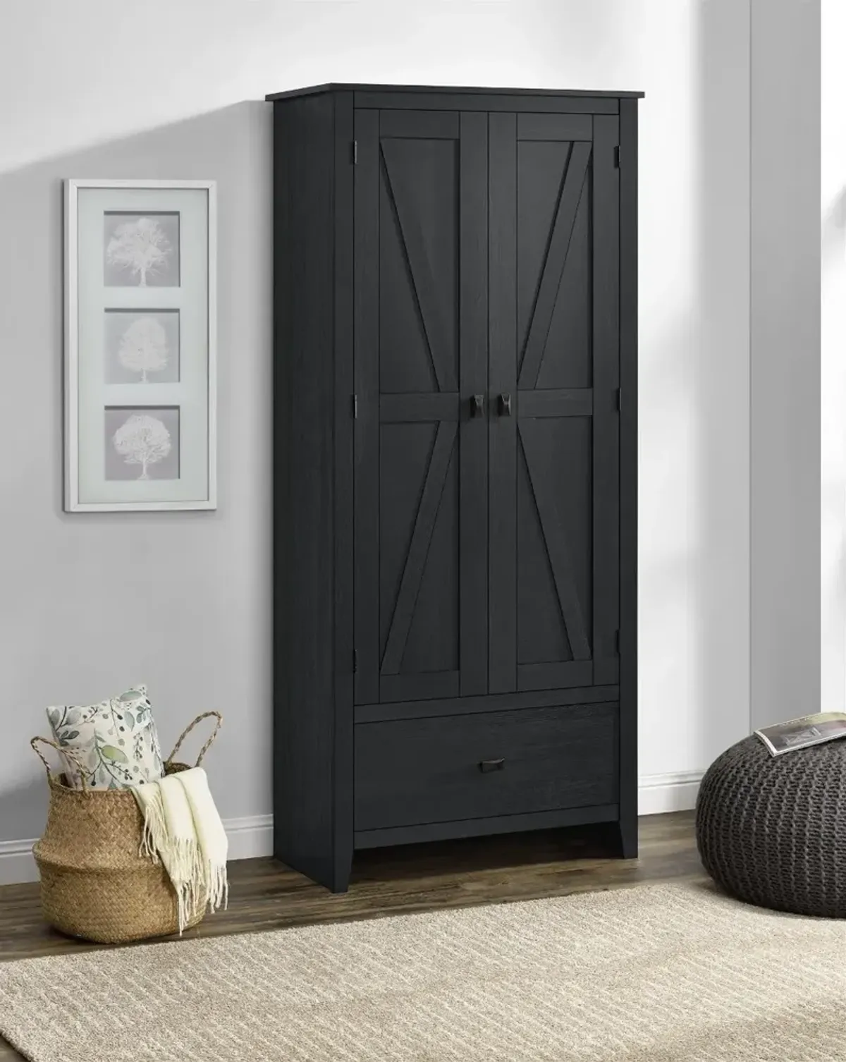 Farmington Black 30" Wide Storage Cabinet