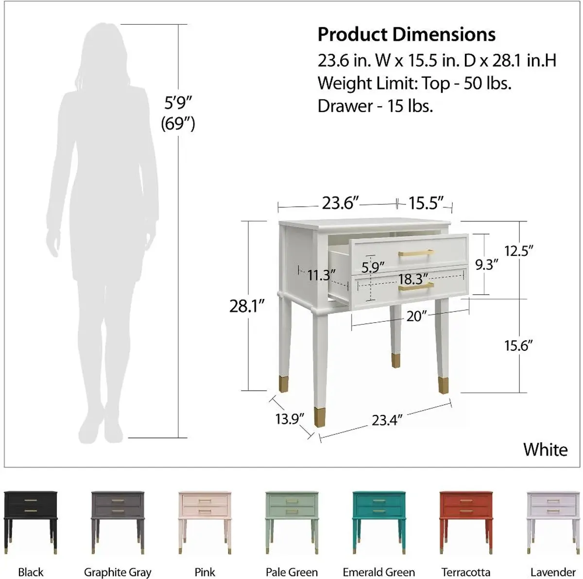 Westerleigh White End Table