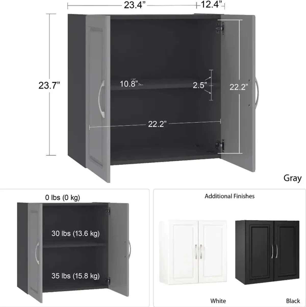 Kendall Black 24" Wall Cabinet