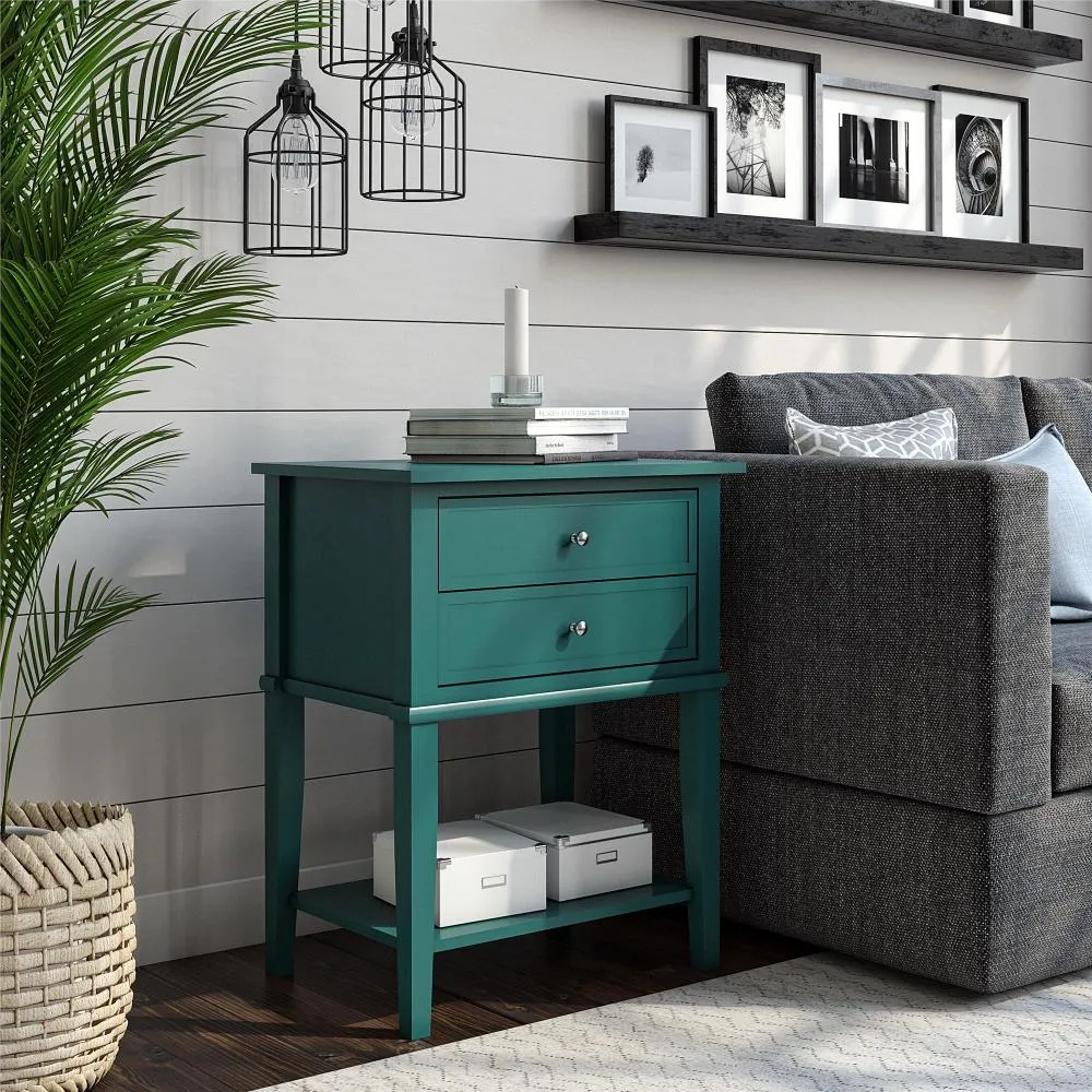 Franklin Emerald Accent Table with 2 Drawers