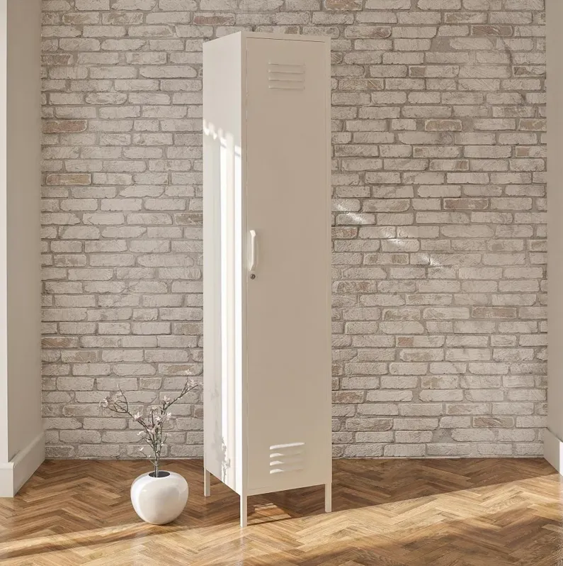 Mission White Single Metal Locker Storage Cabinet