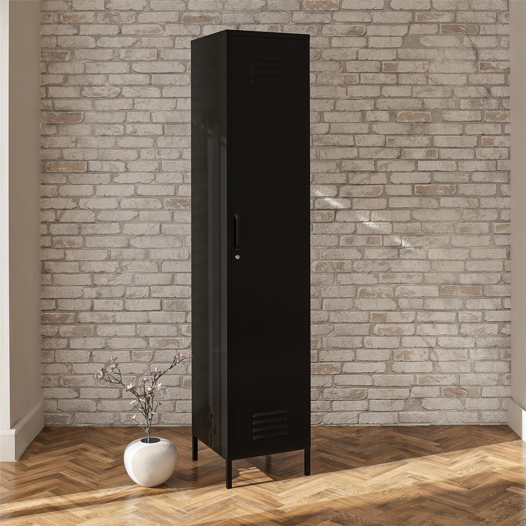 Mission Black Single Metal Locker Storage Cabinet