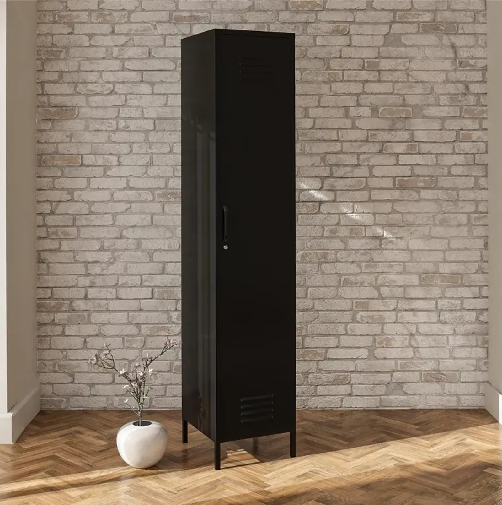 Mission Black Single Metal Locker Storage Cabinet