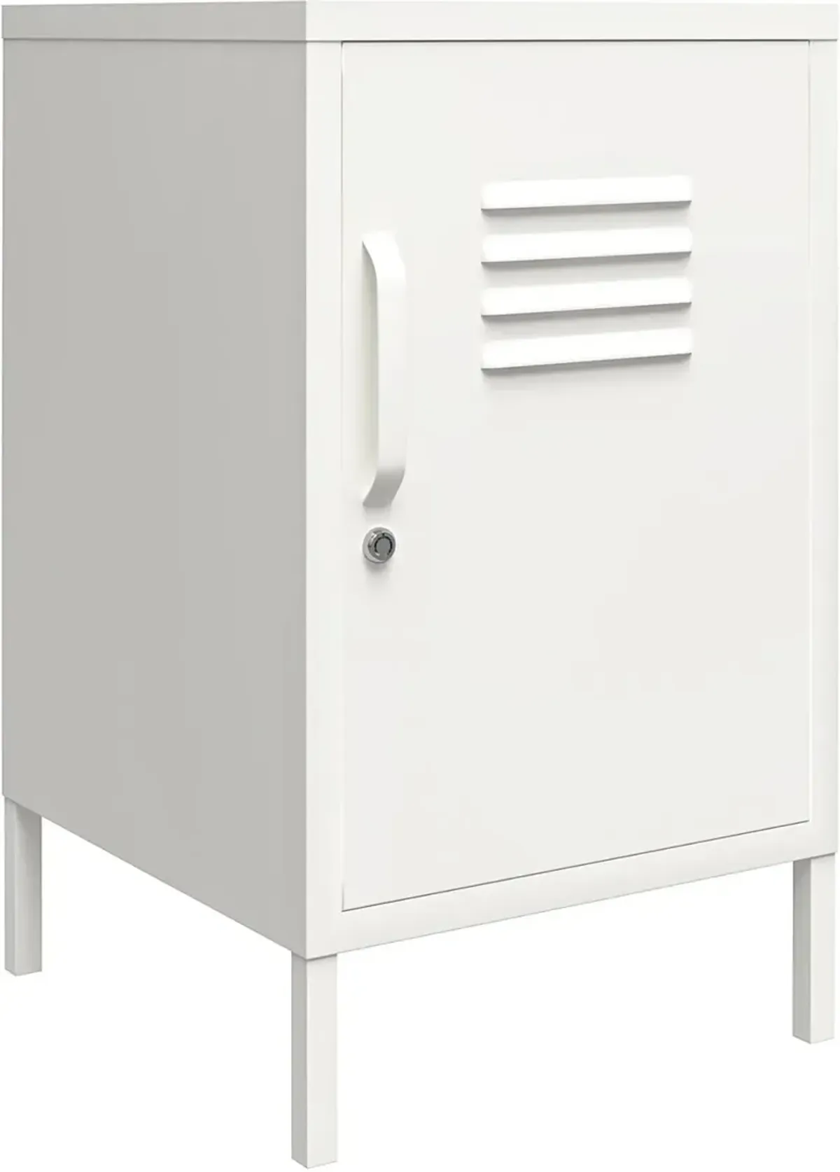 Mission White Metal Locker End Table