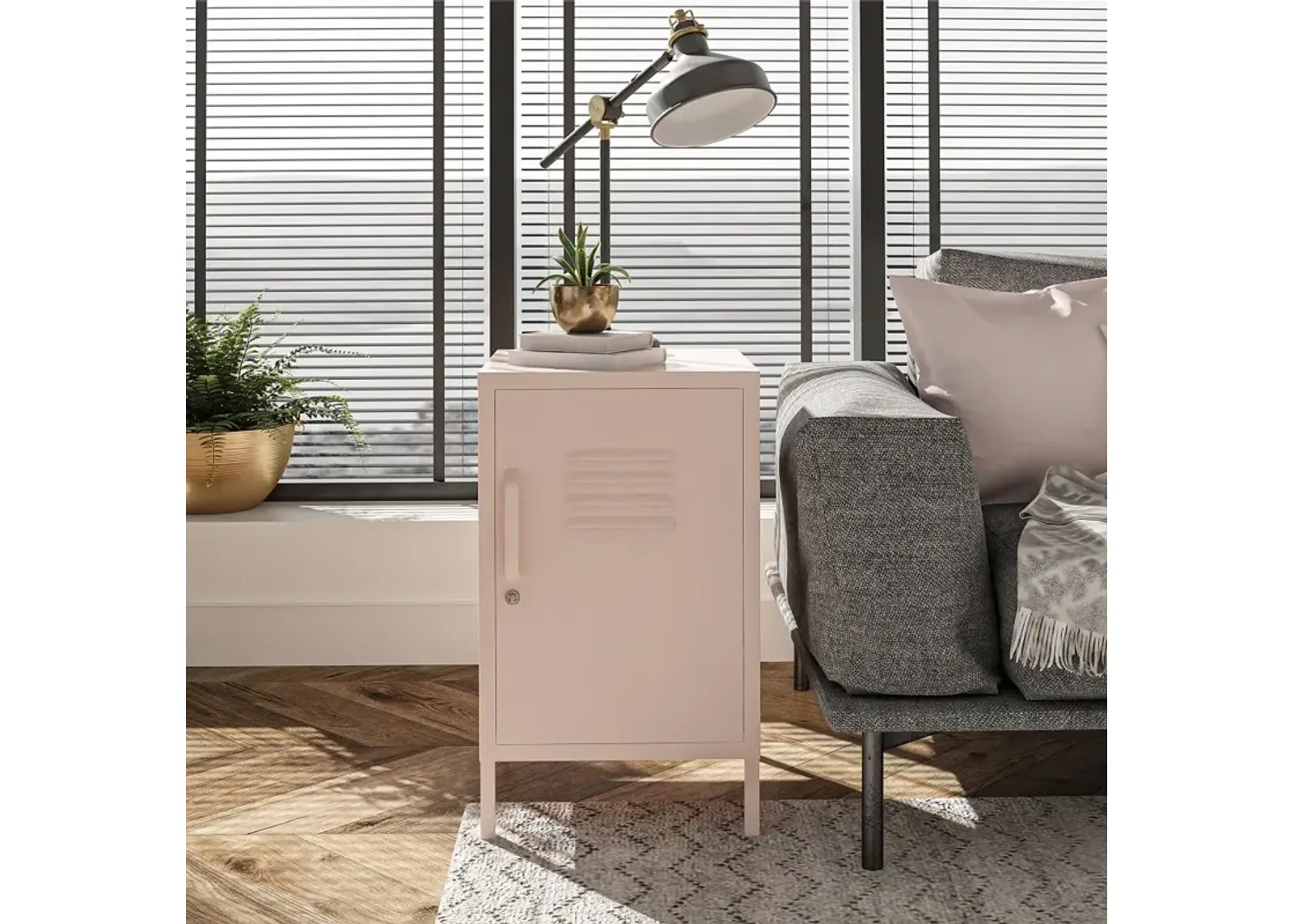 Mission Pink Metal Locker End Table