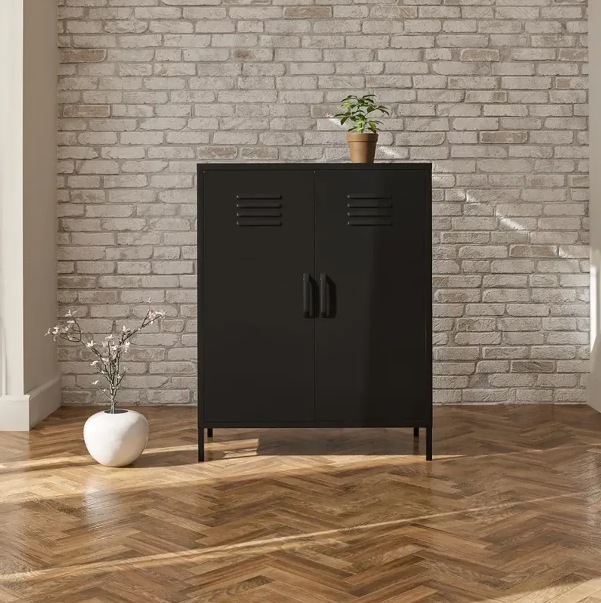 Mission Black 2 Door Metal Locker Storage Cabinet