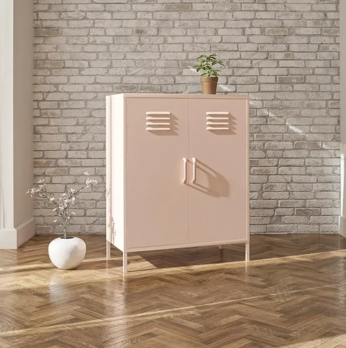 Mission Pink 2 Door Metal Locker Storage Cabinet