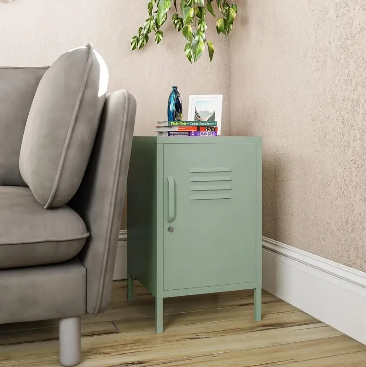 Mission Light Green Metal Locker End Table