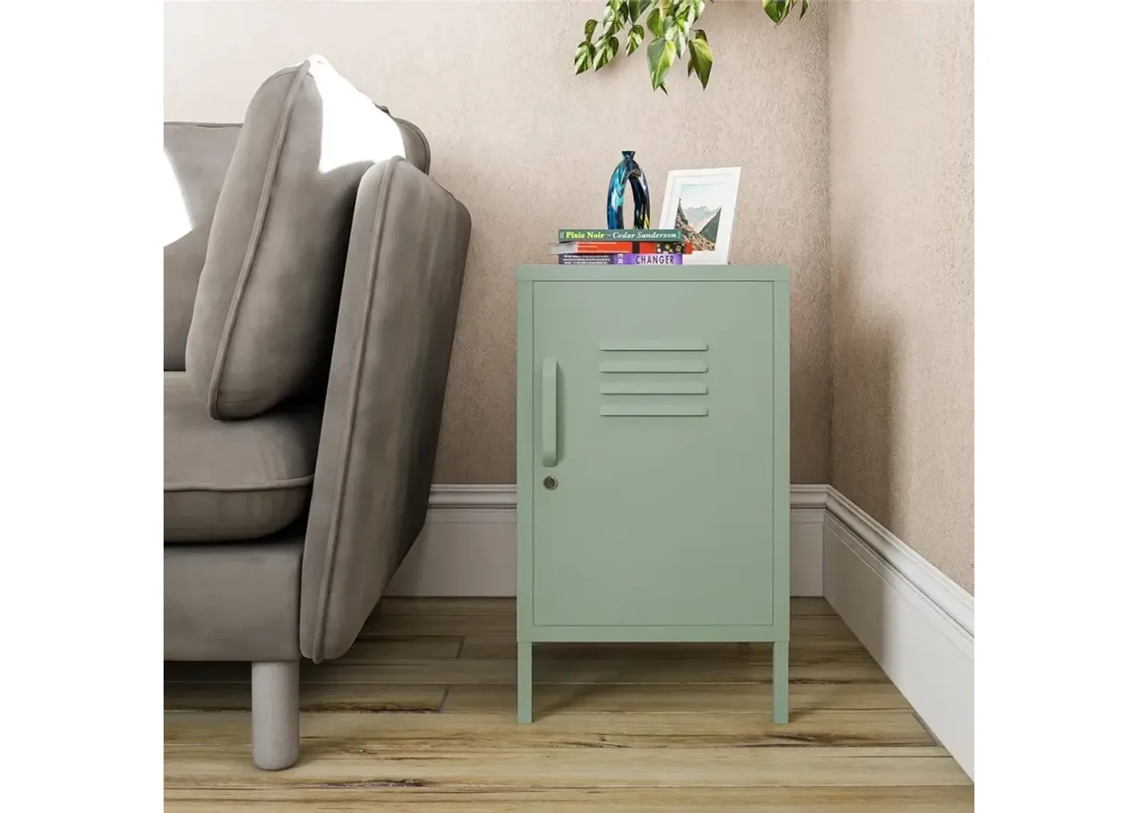 Mission Light Green Metal Locker End Table