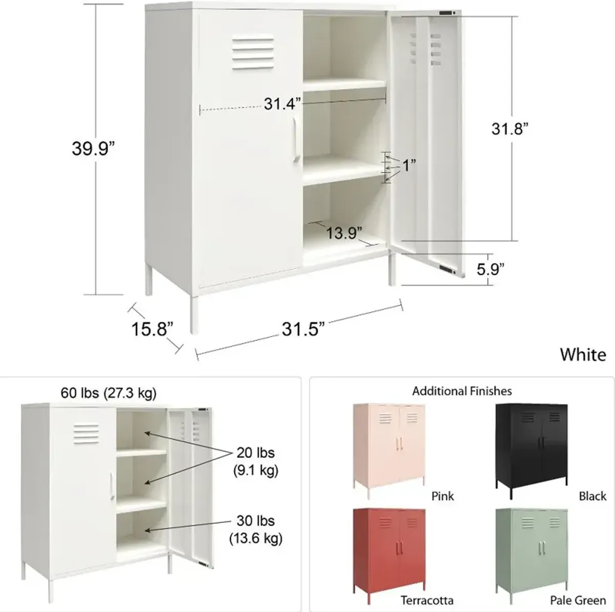 Mission Terracotta 2 Door Metal Locker Storage Cabinet