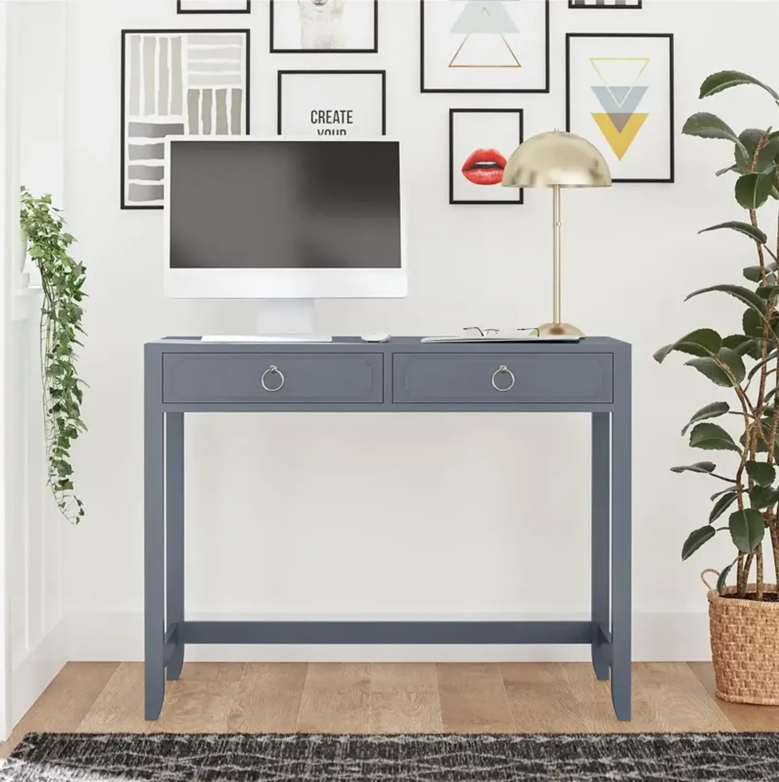 Her Majesty Blue 2 Drawer Writing Desk