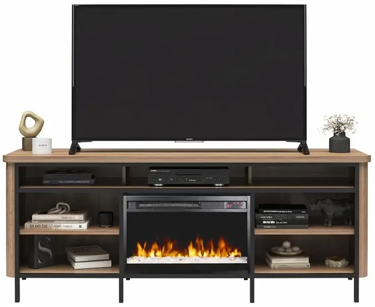 Danton Brown 75" Electric Fireplace TV Stand