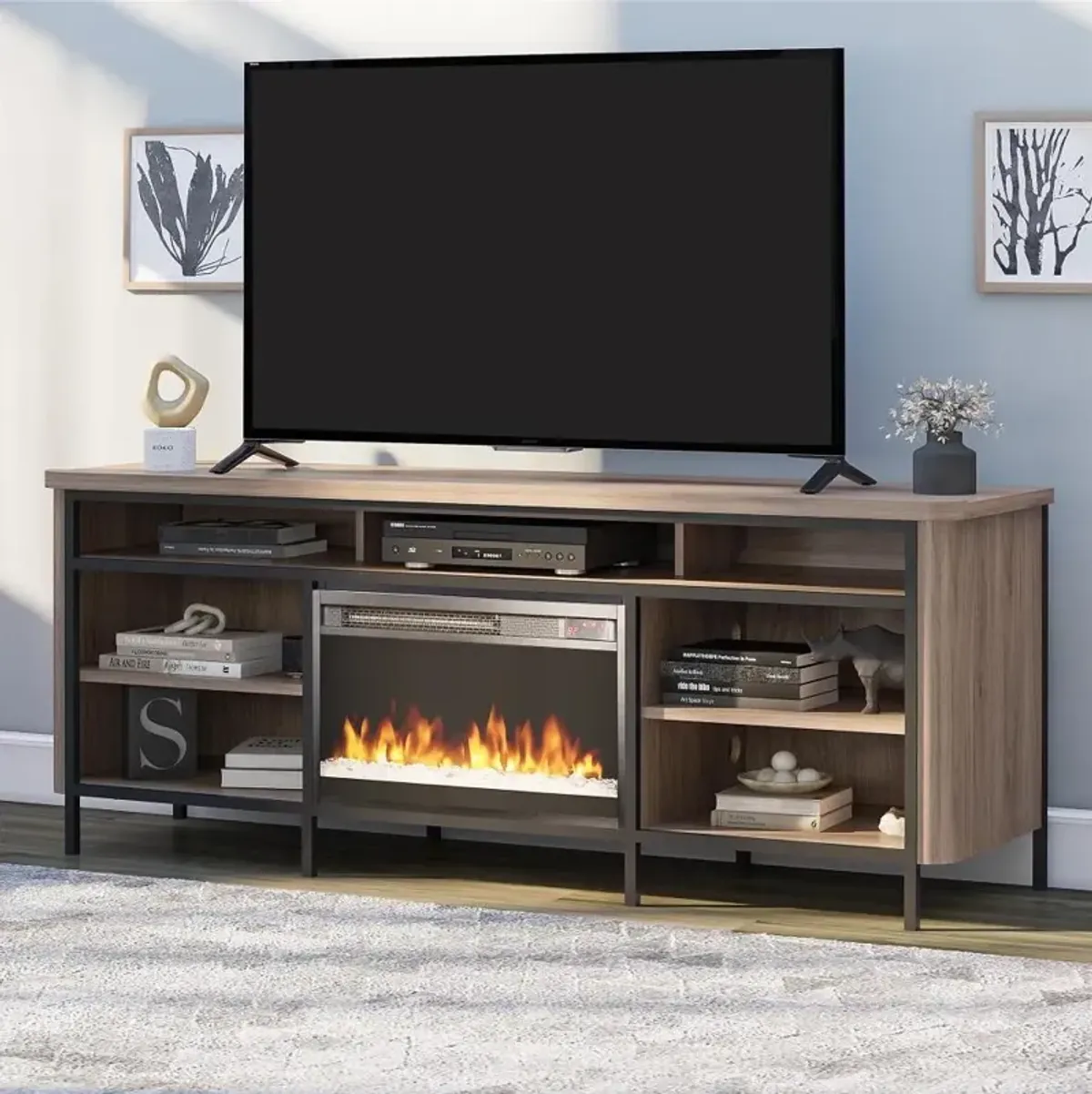 Danton Brown 75" Electric Fireplace TV Stand