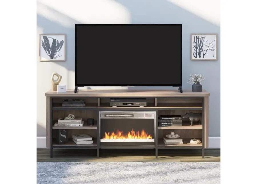 Danton Brown 75" Electric Fireplace TV Stand