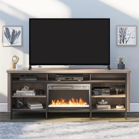 Danton Brown 75" Electric Fireplace TV Stand