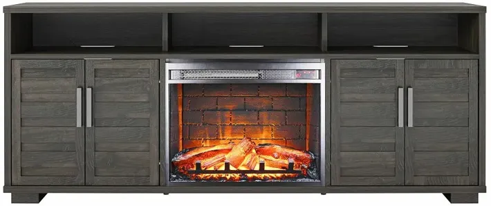 Flintrock Espresso 75" TV Stand with Electric Fireplace