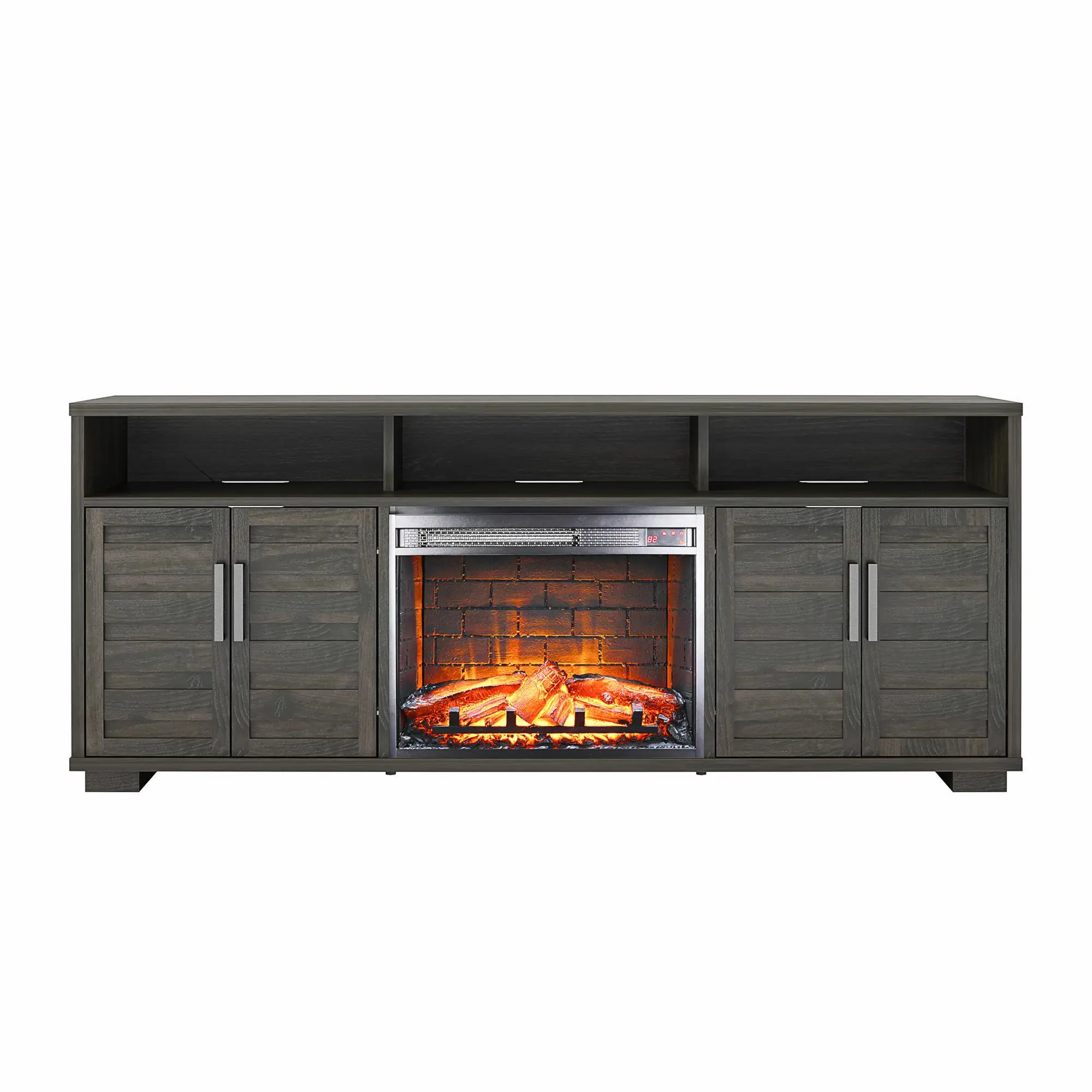 Flintrock Espresso 75" TV Stand with Electric Fireplace