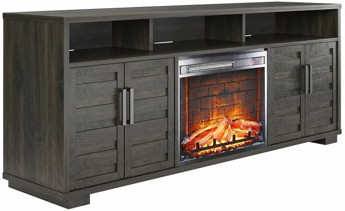 Flintrock Espresso 75" TV Stand with Electric Fireplace