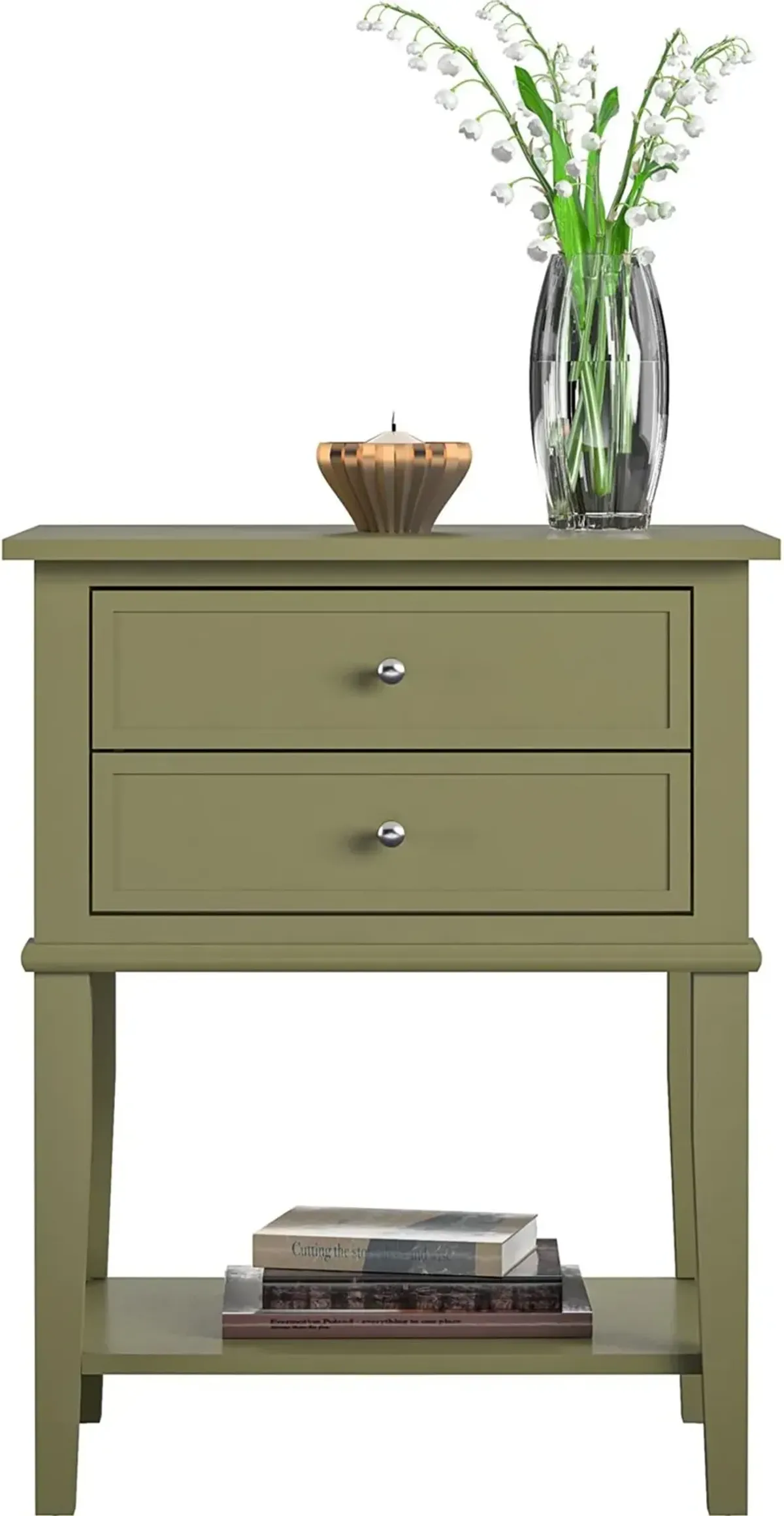 Franklin Olive Green Accent Table with 2 Drawers