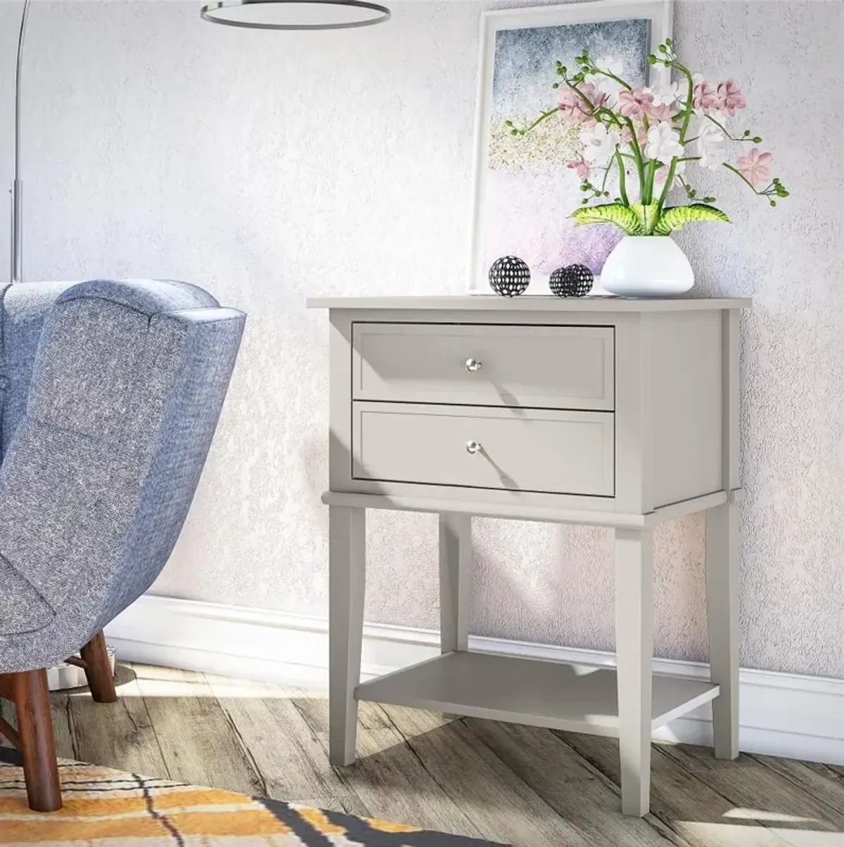 Franklin Taupe Accent Table with 2 Drawers