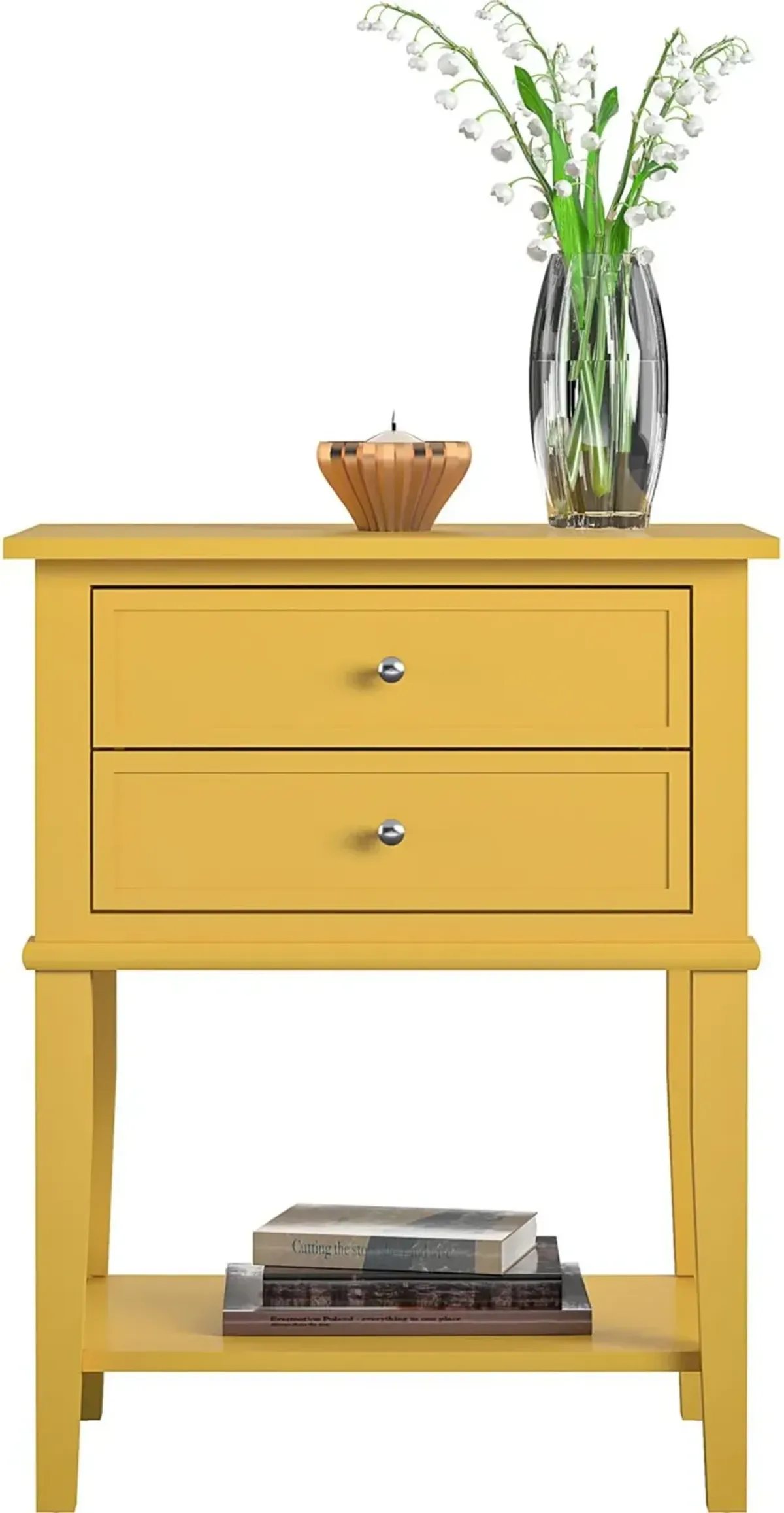 Franklin Mustard Yellow Accent Table with 2 Drawers