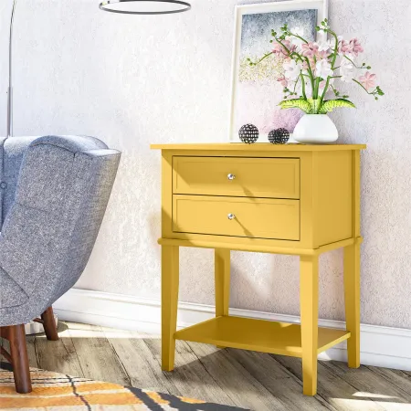 Franklin Mustard Yellow Accent Table with 2 Drawers