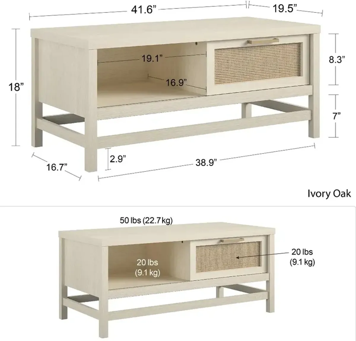 Lennon Ivory Oak Coffee Table