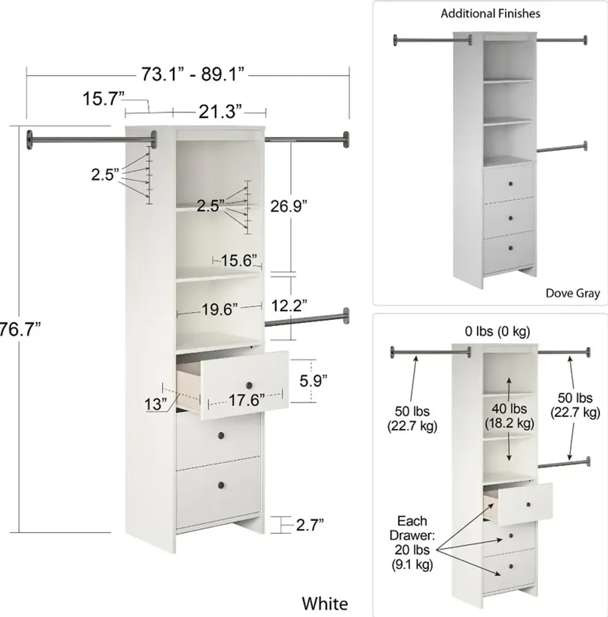 Beckett White Closet Storage Organizer