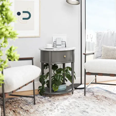 Aurora Gray with Marble Top End Table