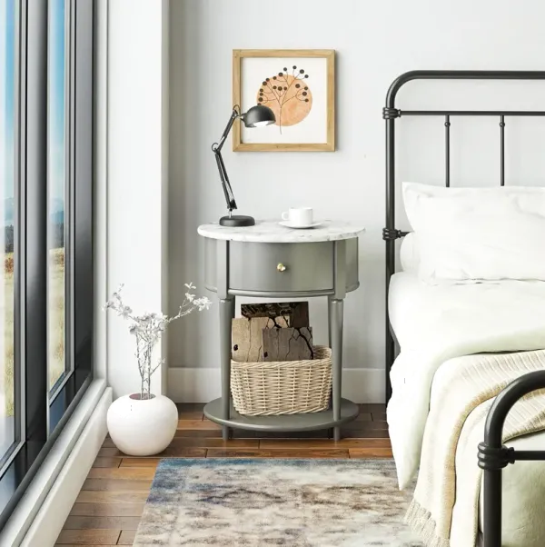 Aurora Gray with Marble Top End Table