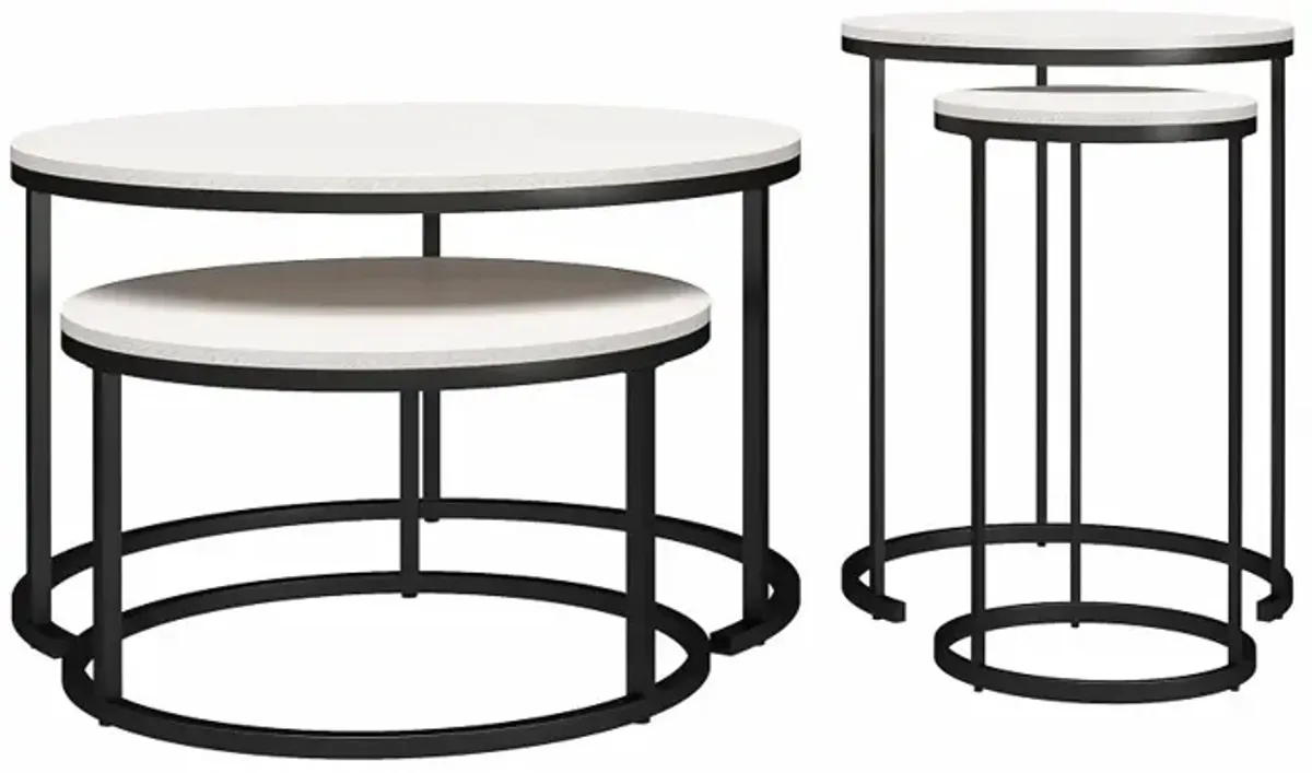 Camdale Ivory 4-Piece Nesting Coffee and End Table Bundle