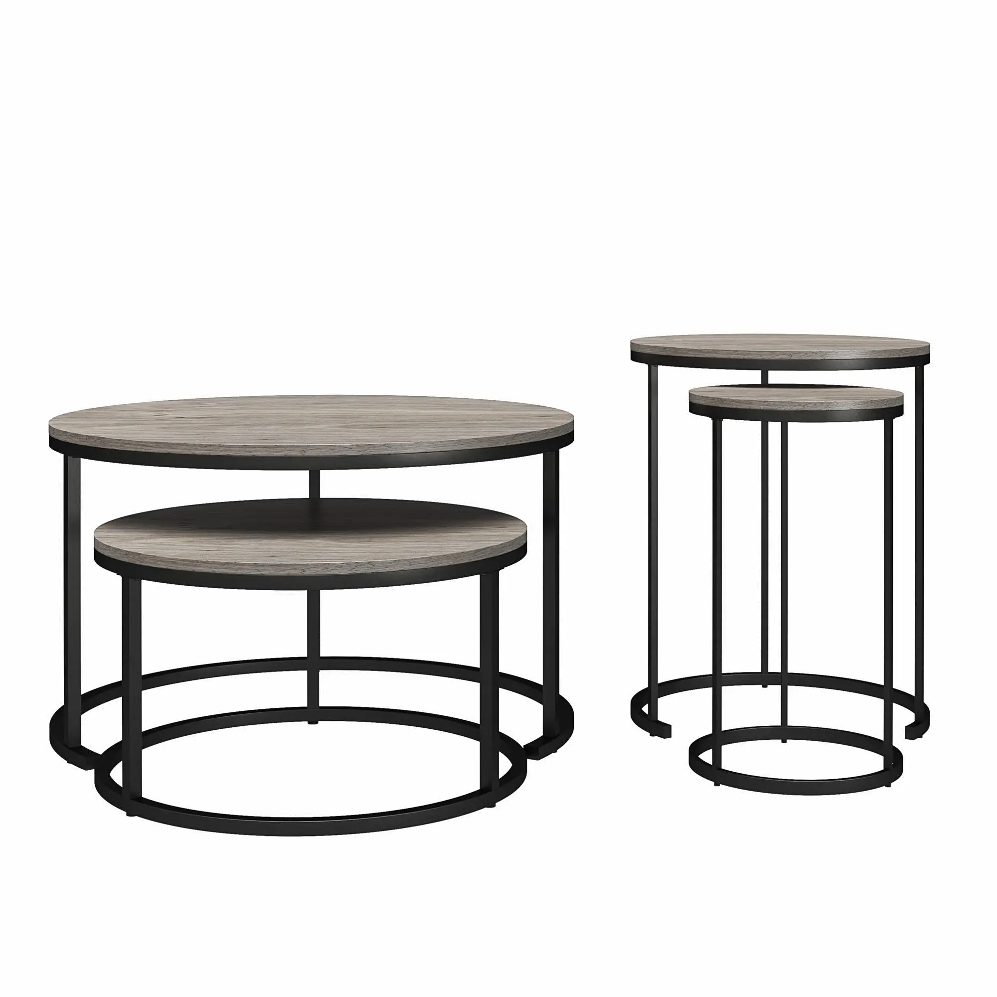 Camdale Gray 4-Piece Nesting Coffee and End Table Bundle