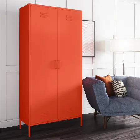 Cache Orange Tall 2 Door Metal Locker Cabinet