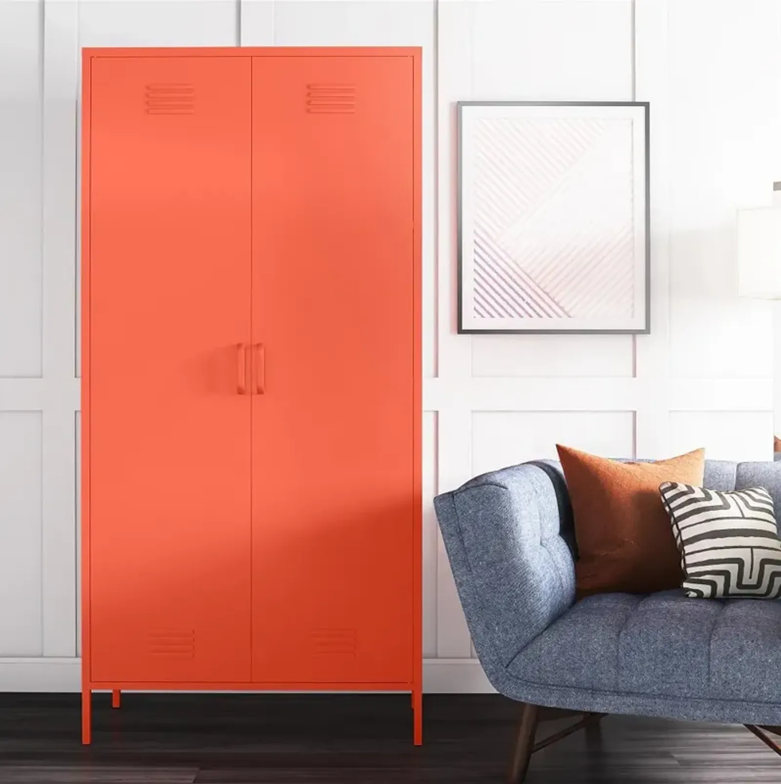 Cache Orange Tall 2 Door Metal Locker Cabinet