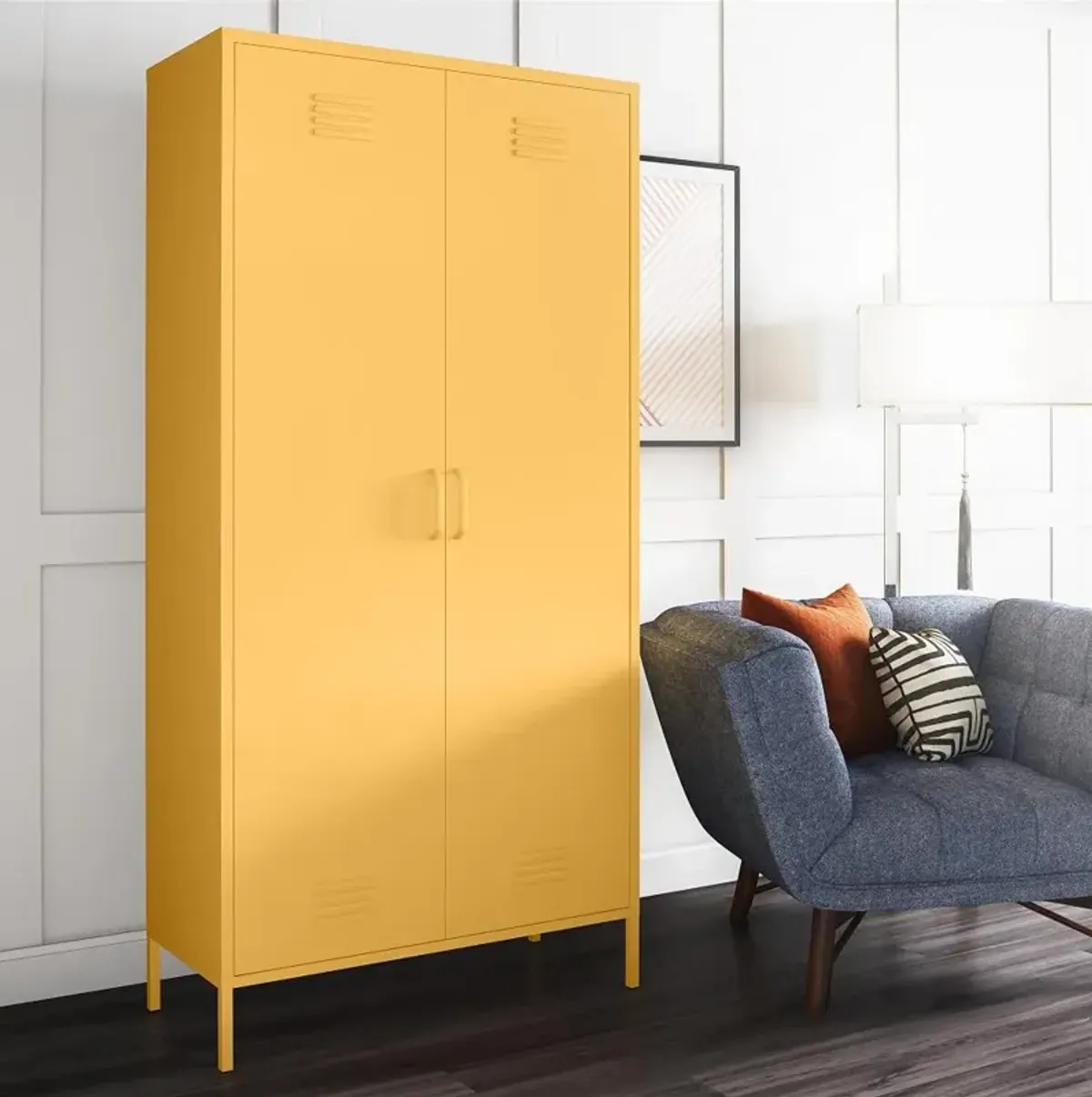 Cache Yellow Tall 2 Door Metal Locker Cabinet