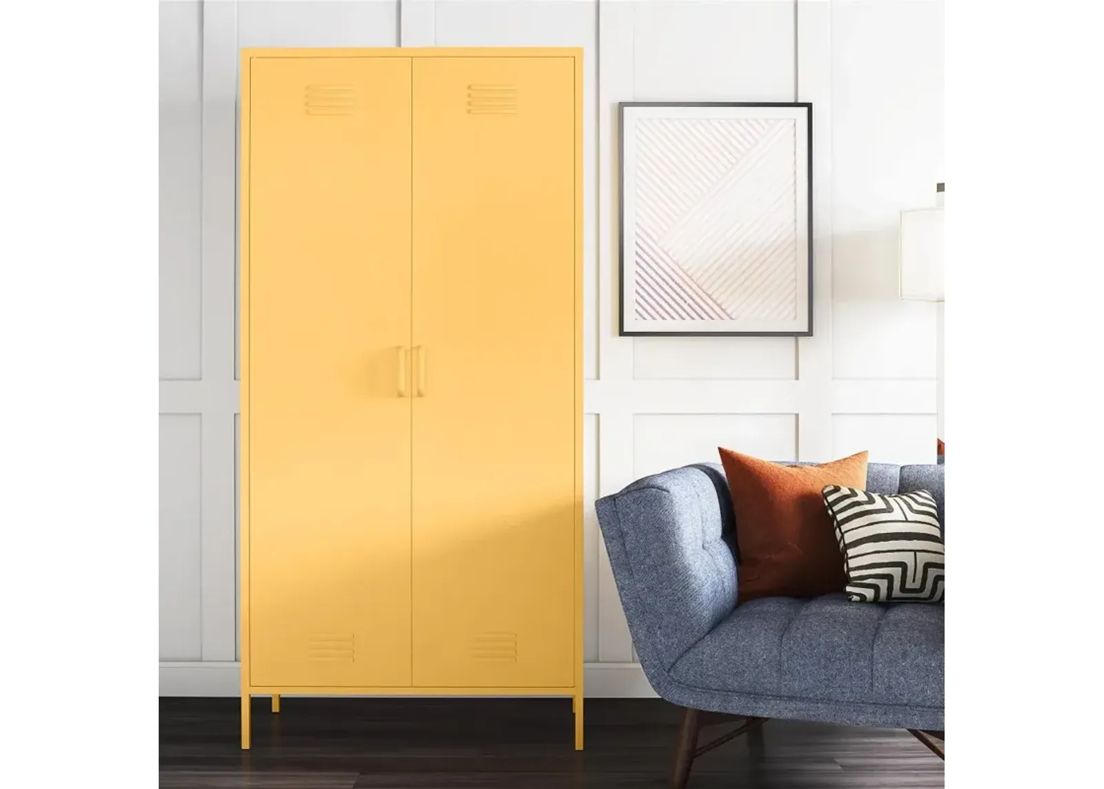 Cache Yellow Tall 2 Door Metal Locker Cabinet